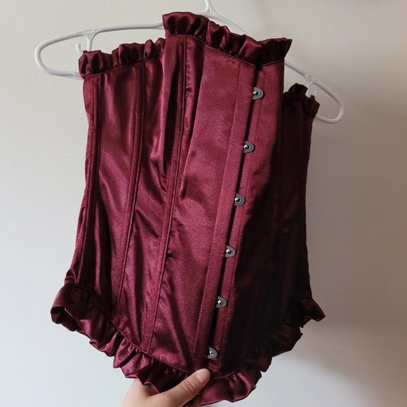 Women's Burgundy Corset / Bustier Set - Picture 6 of 11
